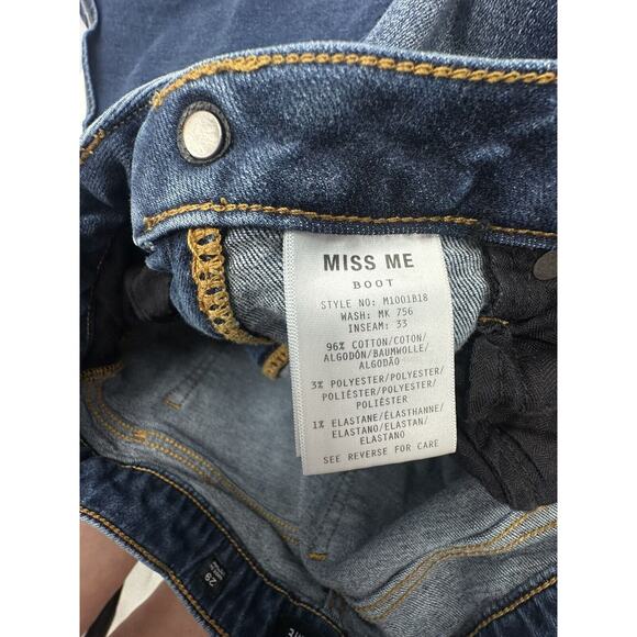 Miss Me Darkwash Mid Rise Bootcut Plain Jeans Womens Size 29 Western Cowgirl - Picture 14 of 14